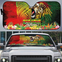 Hawaiian Reggae Auto Sun Shade Jawaiian One Love-Tribal Tatoos and Rastafari Lion - Polynesian Pride