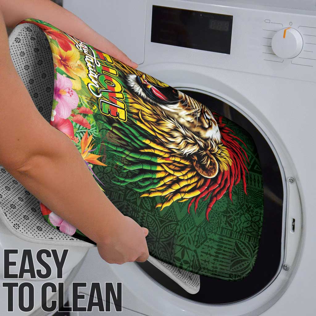 Hawaiian Reggae Bathroom Set Jawaiian One Love-Tribal Tatoos and Rastafari Lion - Polynesian Pride