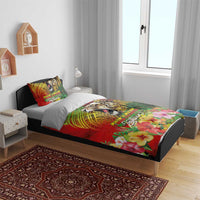 Hawaiian Reggae Bedding Set Jawaiian One Love-Tribal Tatoos and Rastafari Lion - Polynesian Pride