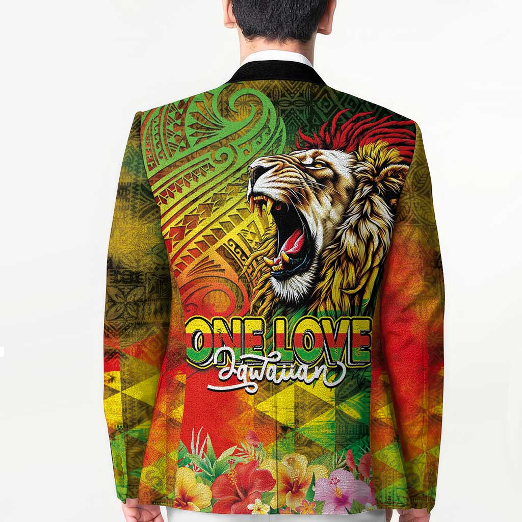 Hawaiian Reggae Blazer Jawaiian One Love-Tribal Tatoos and Rastafari Lion - Polynesian Pride