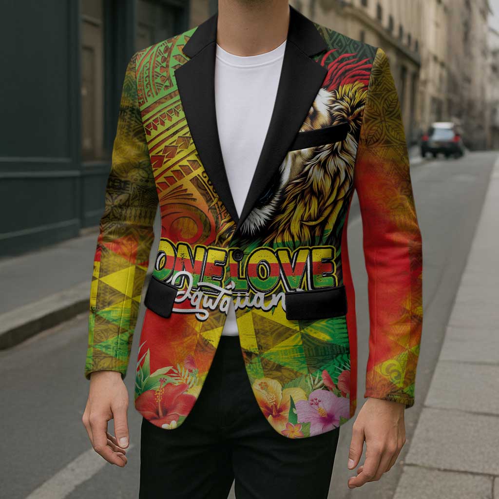 Hawaiian Reggae Blazer Jawaiian One Love-Tribal Tatoos and Rastafari Lion - Polynesian Pride