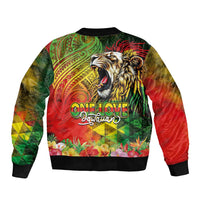 Hawaiian Reggae Bomber Jacket Jawaiian One Love-Tribal Tatoos and Rastafari Lion - Polynesian Pride
