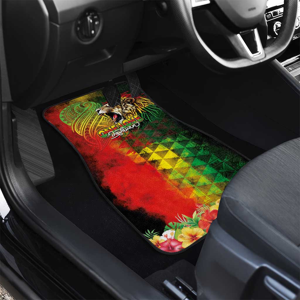 Hawaiian Reggae Car Mats Jawaiian One Love-Tribal Tatoos and Rastafari Lion - Polynesian Pride