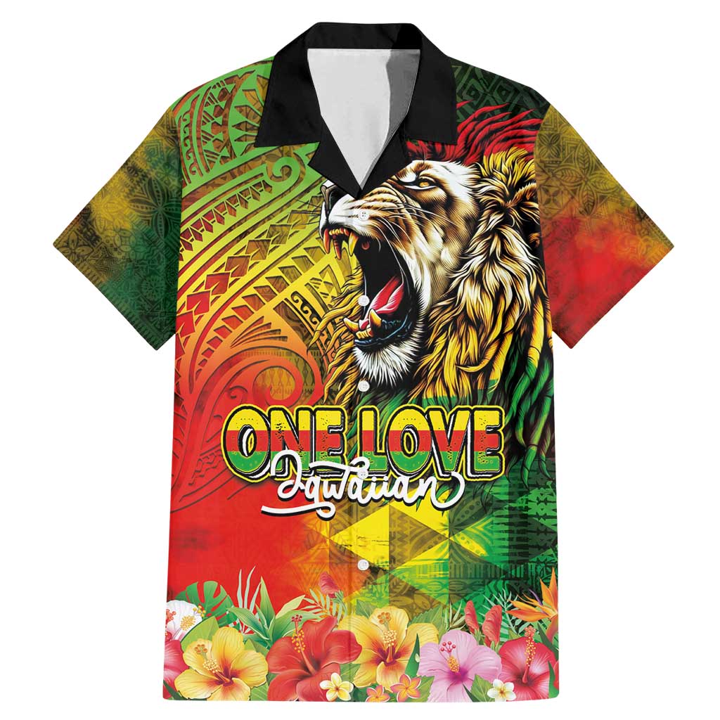 Hawaiian Reggae Family Matching Mermaid Dress and Hawaiian Shirt Jawaiian One Love-Tribal Tatoos and Rastafari Lion - Polynesian Pride