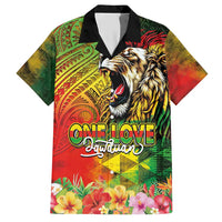 Hawaiian Reggae Hawaiian Shirt Jawaiian One Love-Tribal Tatoos and Rastafari Lion - Polynesian Pride