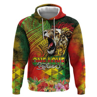 Hawaiian Reggae Hoodie Jawaiian One Love-Tribal Tatoos and Rastafari Lion - Polynesian Pride