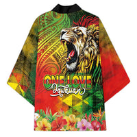 Hawaiian Reggae Kimono Jawaiian One Love-Tribal Tatoos and Rastafari Lion - Polynesian Pride