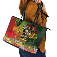 Hawaiian Reggae Leather Tote Bag Jawaiian One Love-Tribal Tatoos and Rastafari Lion - Polynesian Pride
