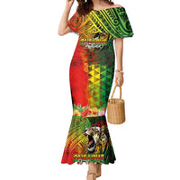 Hawaiian Reggae Mermaid Dress Jawaiian One Love-Tribal Tatoos and Rastafari Lion - Polynesian Pride