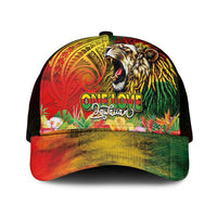 Hawaiian Reggae Mesh Trucker Cap Jawaiian One Love-Tribal Tatoos and Rastafari Lion - Polynesian Pride