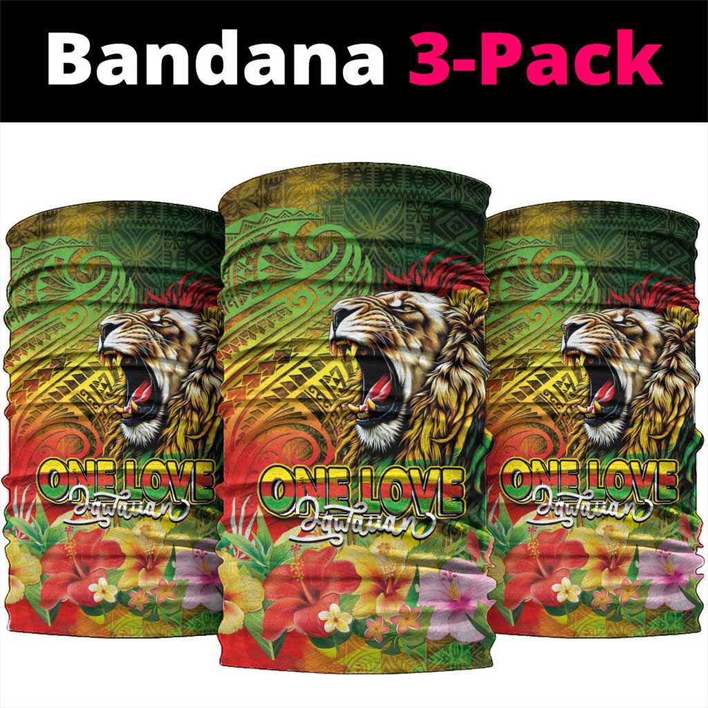 Hawaiian Reggae Neck Gaiter Jawaiian One Love-Tribal Tatoos and Rastafari Lion - Polynesian Pride