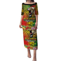 Hawaiian Reggae Puletasi Jawaiian One Love-Tribal Tatoos and Rastafari Lion - Polynesian Pride