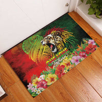 Hawaiian Reggae Rubber Doormat Jawaiian One Love-Tribal Tatoos and Rastafari Lion - Polynesian Pride