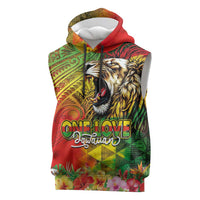 Hawaiian Reggae Sleeveless Hoodie Jawaiian One Love-Tribal Tatoos and Rastafari Lion - Polynesian Pride