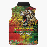 Hawaiian Reggae Sleeveless Puffer Jacket Jawaiian One Love-Tribal Tatoos and Rastafari Lion - Polynesian Pride