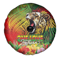Hawaiian Reggae Spare Tire Cover Jawaiian One Love-Tribal Tatoos and Rastafari Lion - Polynesian Pride