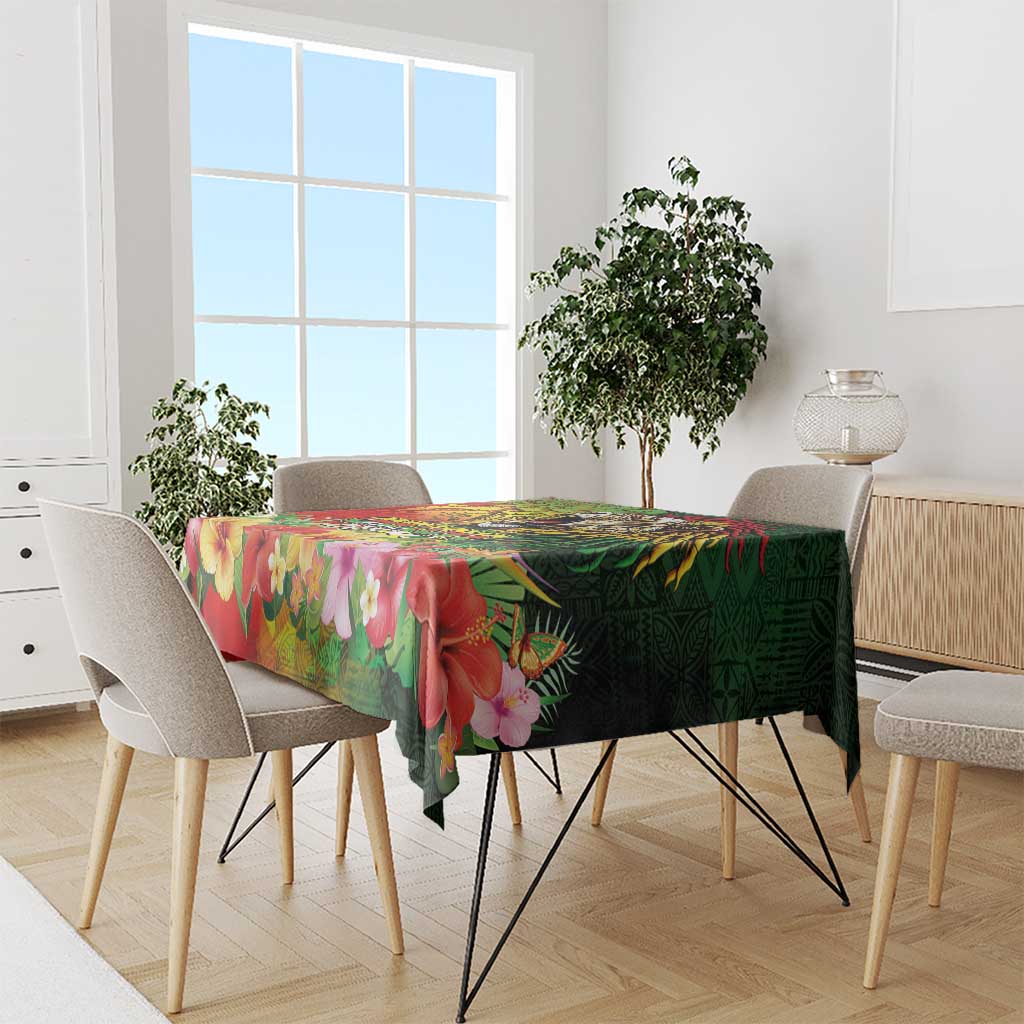 Hawaiian Reggae Tablecloth Jawaiian One Love-Tribal Tatoos and Rastafari Lion - Polynesian Pride