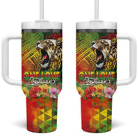 Hawaiian Reggae Tumbler With Handle Jawaiian One Love-Tribal Tatoos and Rastafari Lion - Polynesian Pride