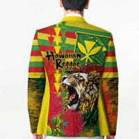 Hawaiian Reggae Blazer Kakau Art Motifs with Ohia Lehua and Rastafari Lion - Polynesian Pride