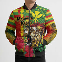 Hawaiian Reggae Bomber Puffer Jacket Kakau Art Motifs with Ohia Lehua and Rastafari Lion - Polynesian Pride