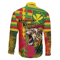 Hawaiian Reggae Family Matching Short Sleeve Bodycon Dress and Hawaiian Shirt Kakau Art Motifs with Ohia Lehua and Rastafari Lion - Polynesian Pride