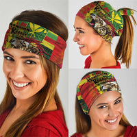 Hawaiian Reggae Neck Gaiter Kakau Art Motifs with Ohia Lehua and Rastafari Lion - Polynesian Pride