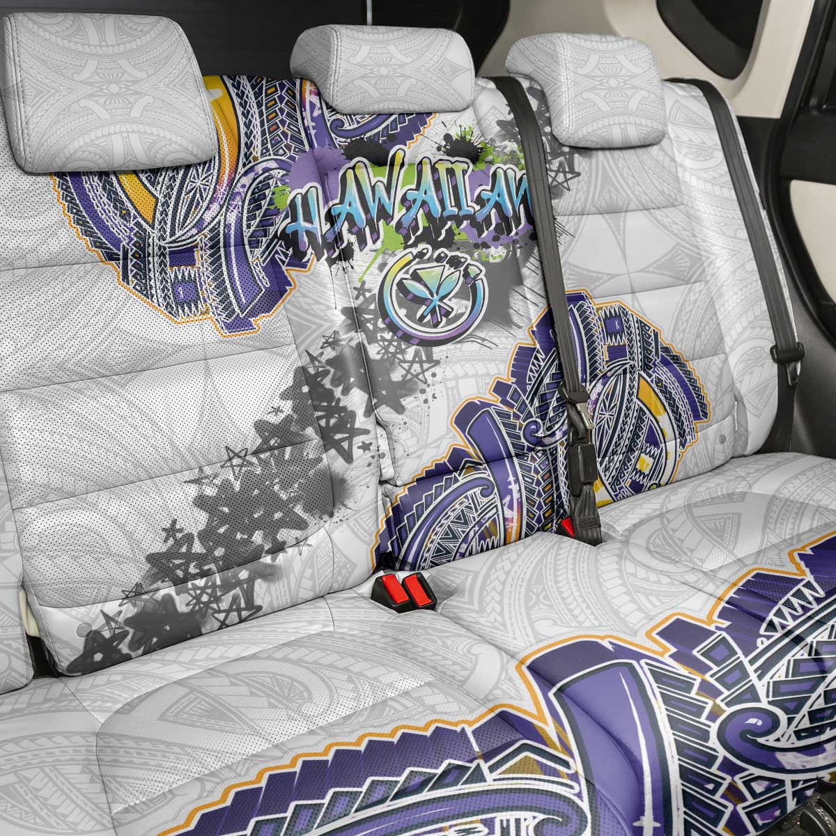 Traditional Art Hawaiian Kakau Tattoos Back Car Seat Cover Graffiti Style - Polynesian Pride