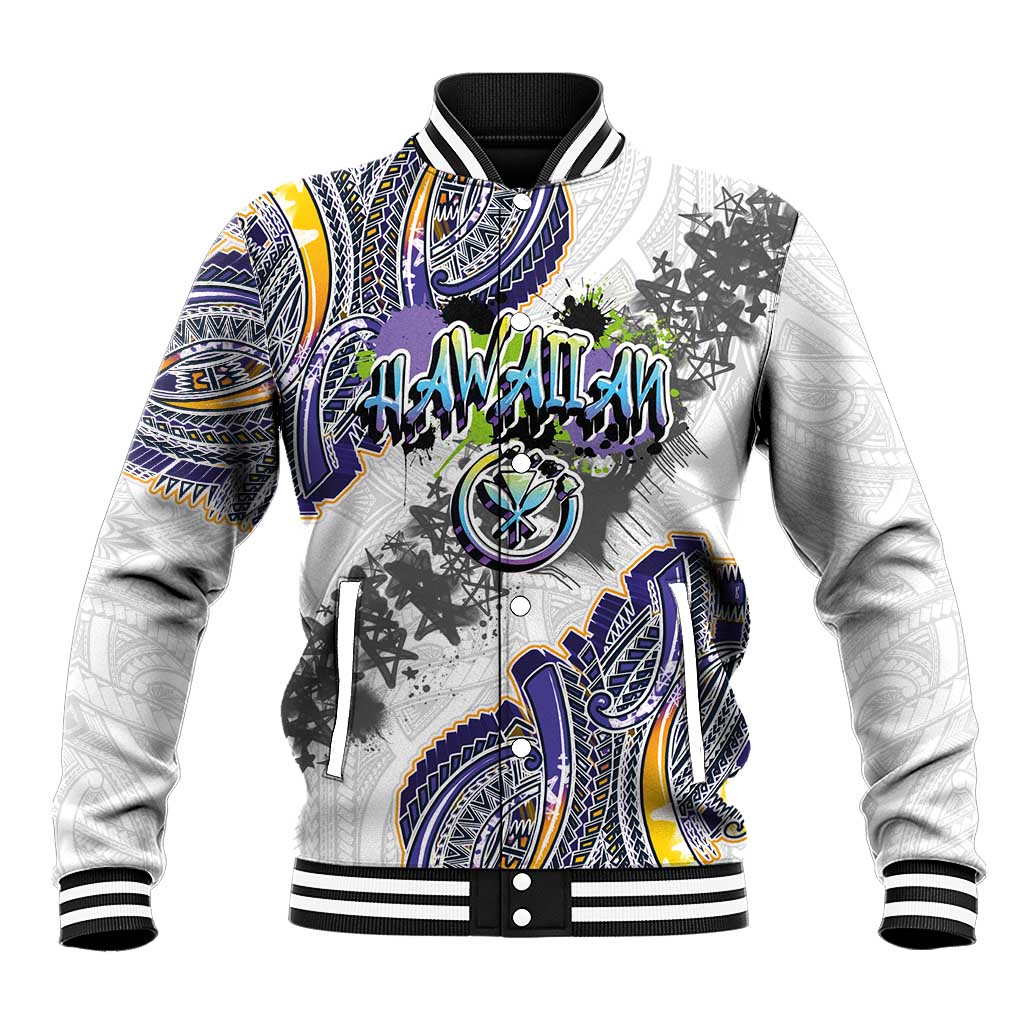 Traditional Art Hawaiian Kakau Tattoos Baseball Jacket Graffiti Style - Polynesian Pride