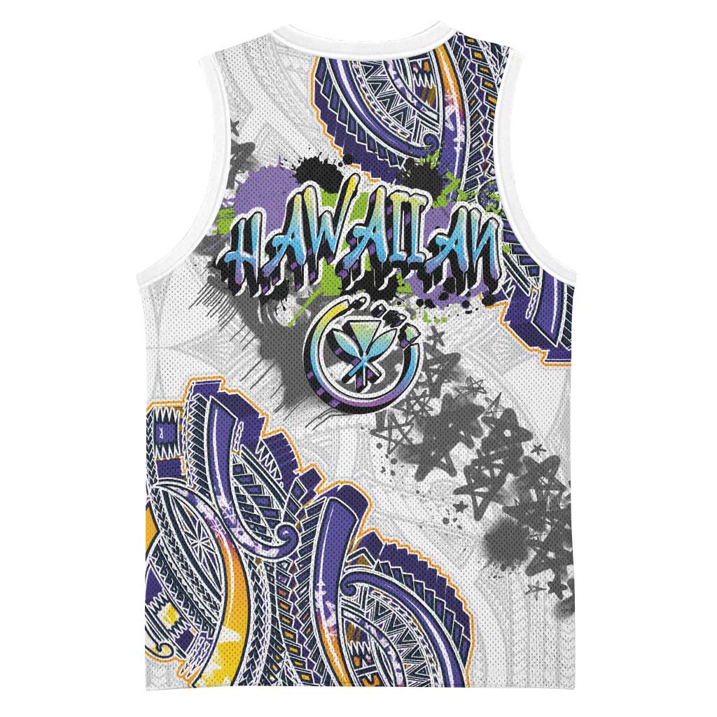 Traditional Art Hawaiian Kakau Tattoos Basketball Jersey Graffiti Style - Polynesian Pride