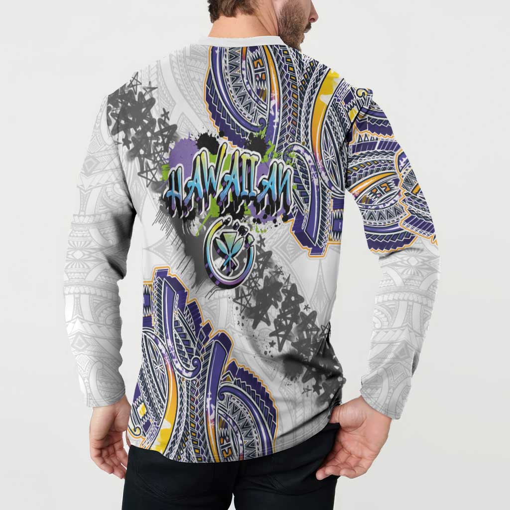 Traditional Art Hawaiian Kakau Tattoos Button Sweatshirt Graffiti Style - Polynesian Pride