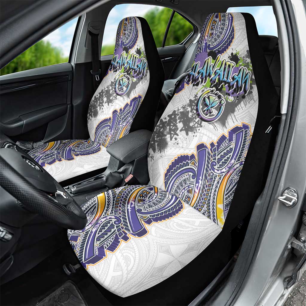 Traditional Art Hawaiian Kakau Tattoos Car Seat Cover Graffiti Style - Polynesian Pride
