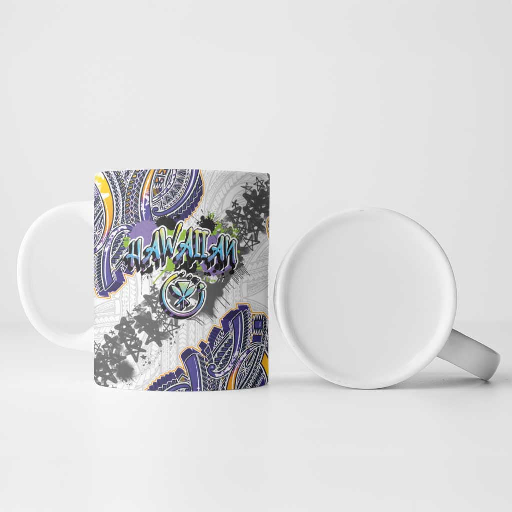 Traditional Art Hawaiian Kakau Tattoos Ceramic Mug Graffiti Style - Polynesian Pride