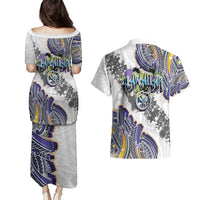 Traditional Art Hawaiian Kakau Tattoos Couples Matching Puletasi and Hawaiian Shirt Graffiti Style - Polynesian Pride