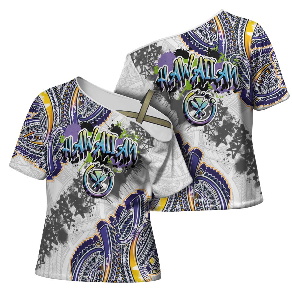 Traditional Art Hawaiian Kakau Tattoos Cross Shoulder Shirt Graffiti Style - Polynesian Pride
