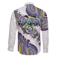 Traditional Art Hawaiian Kakau Tattoos Family Matching Long Sleeve Bodycon Dress and Hawaiian Shirt Graffiti Style - Polynesian Pride