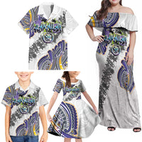 Traditional Art Hawaiian Kakau Tattoos Family Matching Off Shoulder Maxi Dress and Hawaiian Shirt Graffiti Style - Polynesian Pride