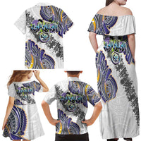 Traditional Art Hawaiian Kakau Tattoos Family Matching Off Shoulder Maxi Dress and Hawaiian Shirt Graffiti Style - Polynesian Pride