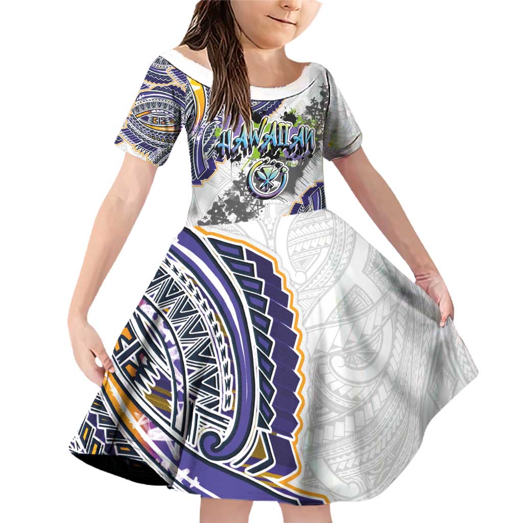 Traditional Art Hawaiian Kakau Tattoos Family Matching Off Shoulder Short Dress and Hawaiian Shirt Graffiti Style - Polynesian Pride