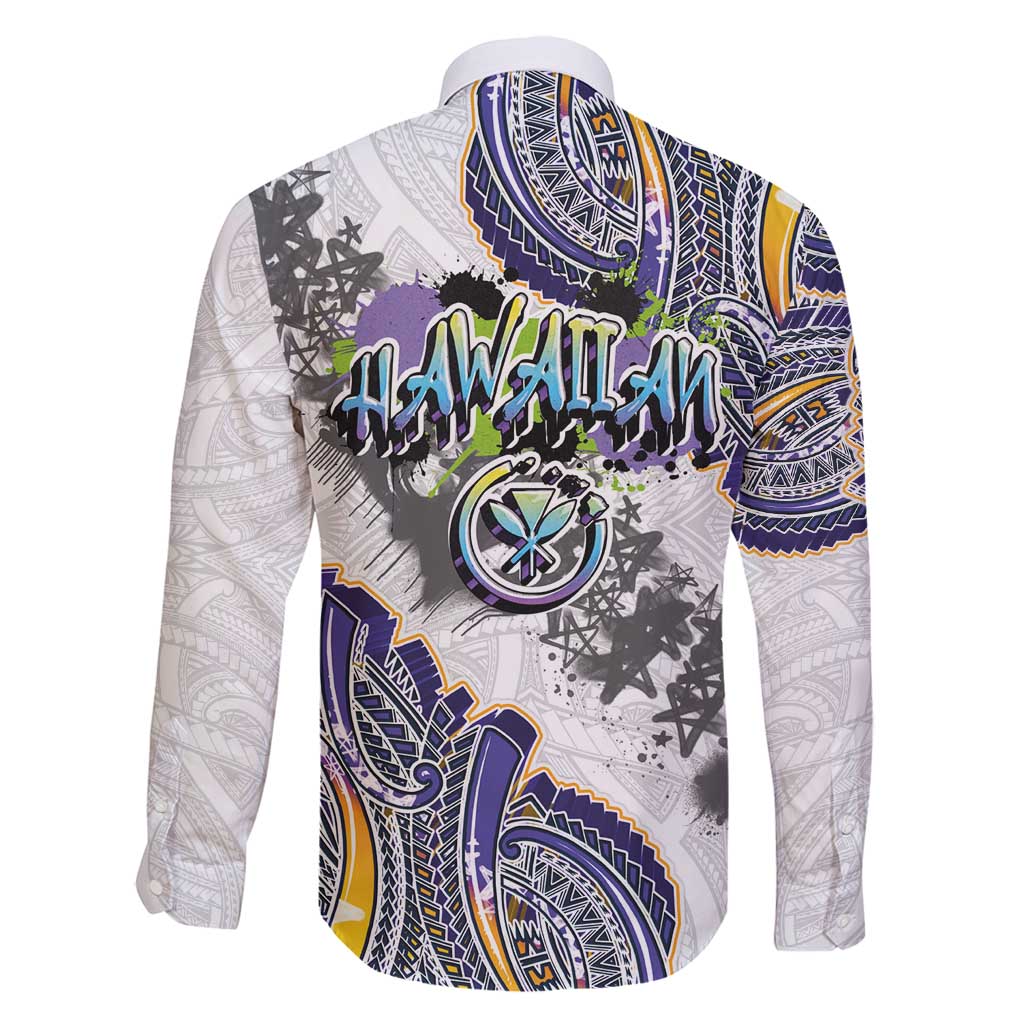 Traditional Art Hawaiian Kakau Tattoos Family Matching Off Shoulder Short Dress and Hawaiian Shirt Graffiti Style - Polynesian Pride