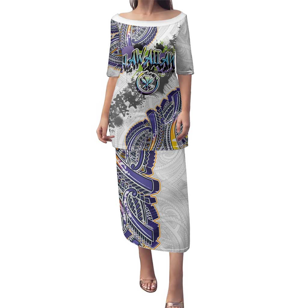 Traditional Art Hawaiian Kakau Tattoos Family Matching Puletasi and Hawaiian Shirt Graffiti Style - Polynesian Pride