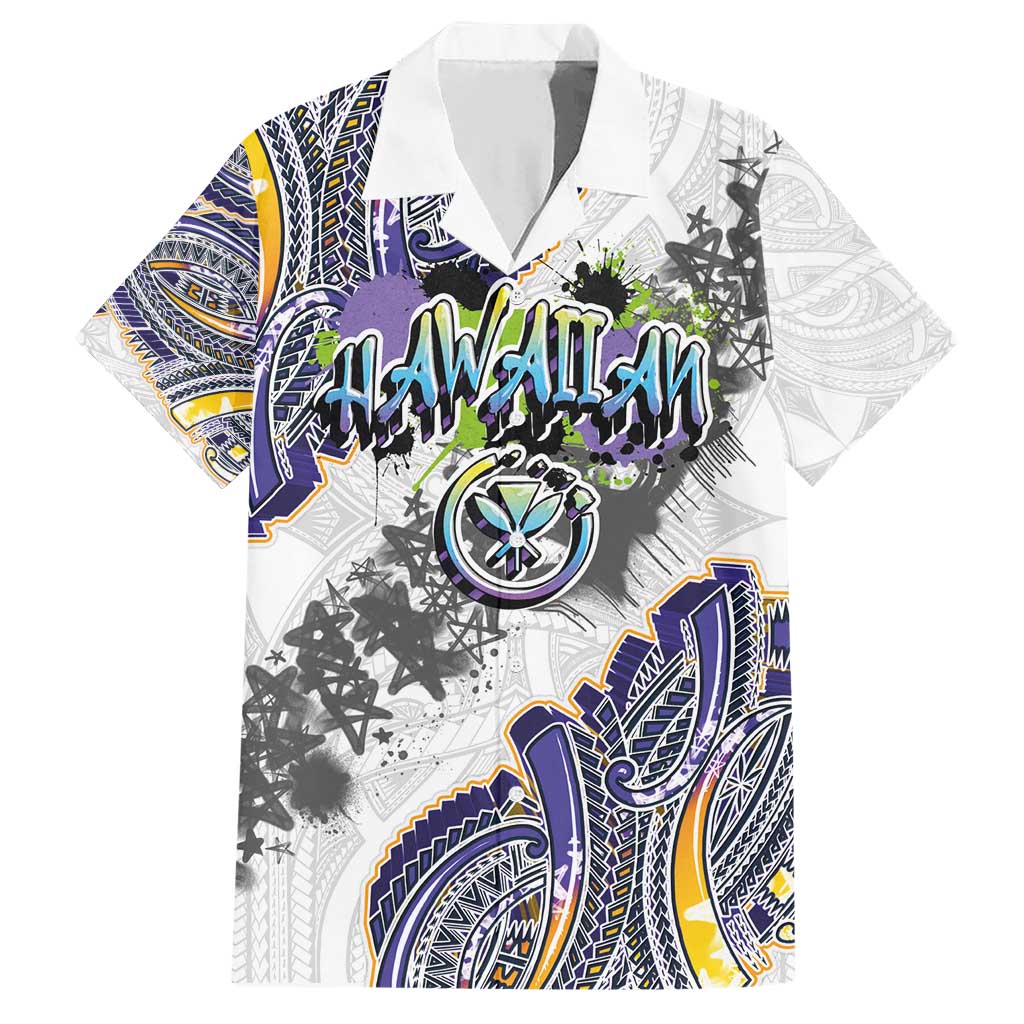 Traditional Art Hawaiian Kakau Tattoos Family Matching Short Sleeve Bodycon Dress and Hawaiian Shirt Graffiti Style - Polynesian Pride