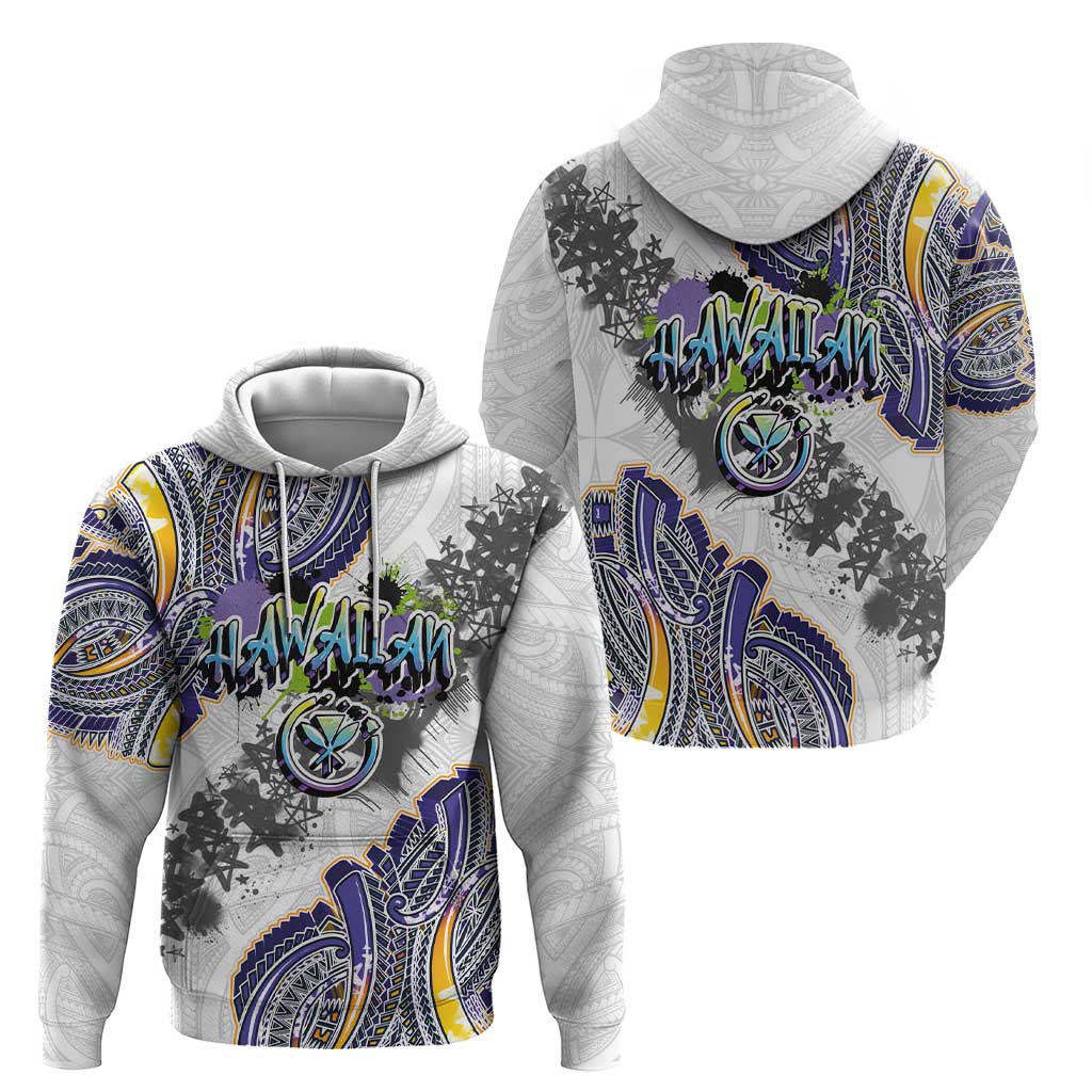 Traditional Art Hawaiian Kakau Tattoos Hoodie Graffiti Style - Polynesian Pride