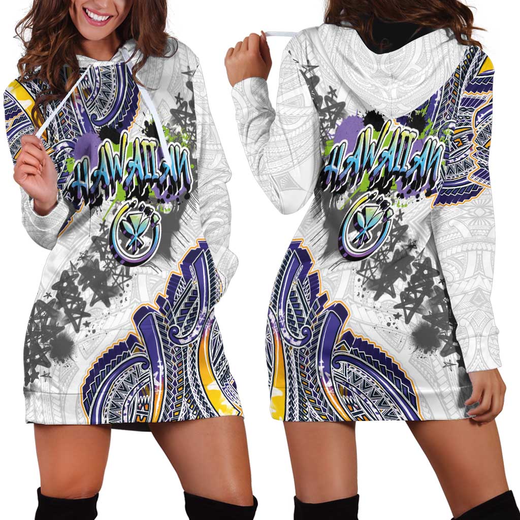 Traditional Art Hawaiian Kakau Tattoos Hoodie Dress Graffiti Style - Polynesian Pride