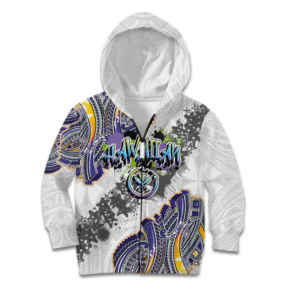 Traditional Art Hawaiian Kakau Tattoos Kid Hoodie Graffiti Style - Polynesian Pride