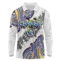 Traditional Art Hawaiian Kakau Tattoos Long Sleeve Polo Shirt Graffiti Style - Polynesian Pride