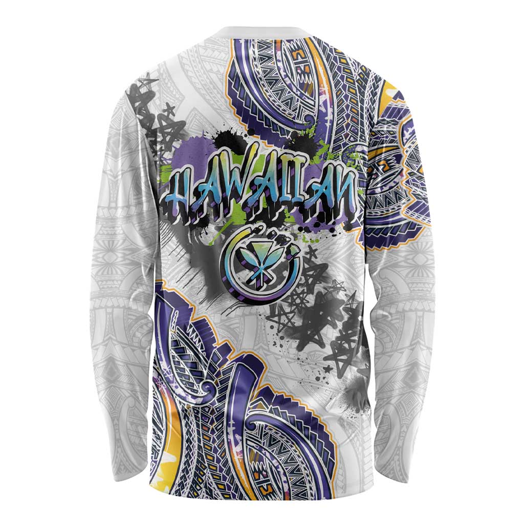 Traditional Art Hawaiian Kakau Tattoos Long Sleeve Shirt Graffiti Style - Polynesian Pride