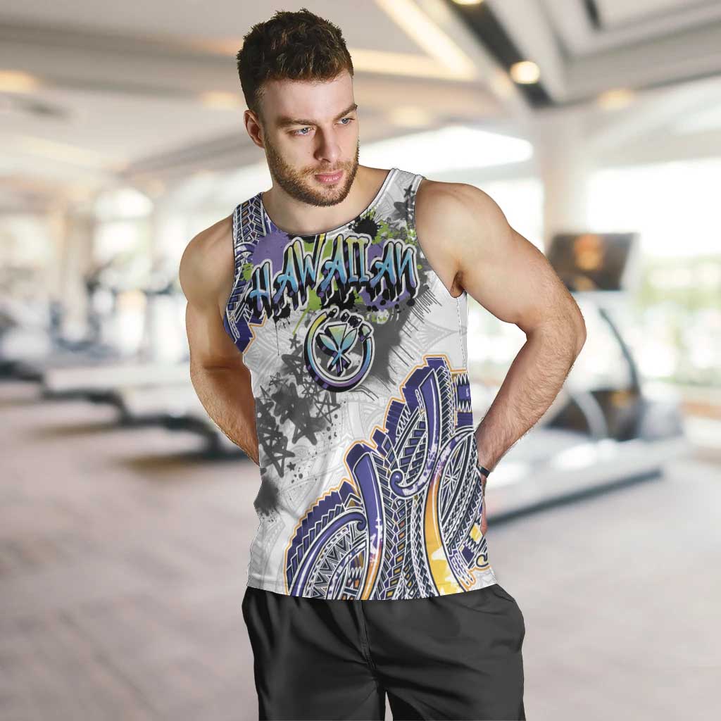 Traditional Art Hawaiian Kakau Tattoos Men Tank Top Graffiti Style - Polynesian Pride