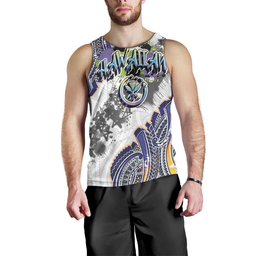 Traditional Art Hawaiian Kakau Tattoos Men Tank Top Graffiti Style - Polynesian Pride