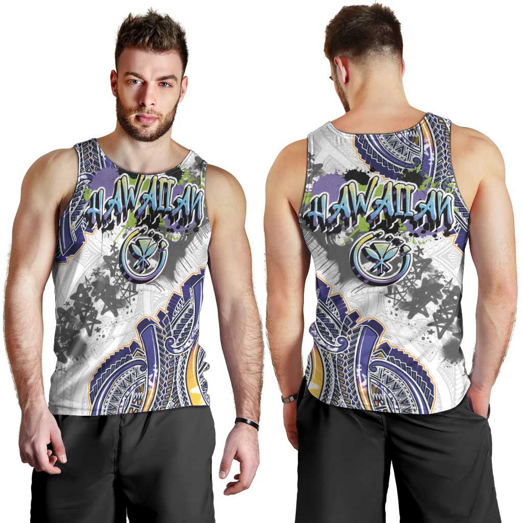 Traditional Art Hawaiian Kakau Tattoos Men Tank Top Graffiti Style - Polynesian Pride