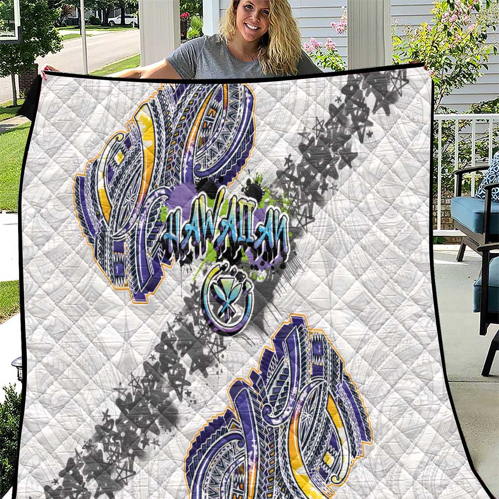 Traditional Art Hawaiian Kakau Tattoos Quilt Graffiti Style LT03 White - Polynesian Pride